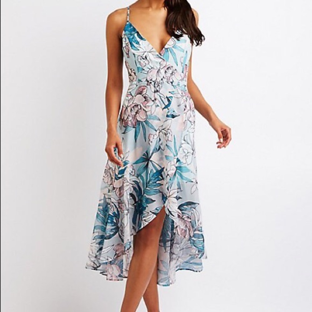 Charlotte Russe Lace Up Faux Wrap Maxi Dress